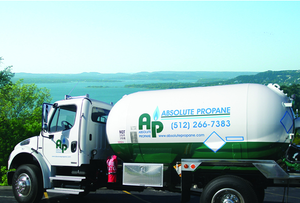Absolute Propane branded delivery truck on route — propane delivery service in Austin TX